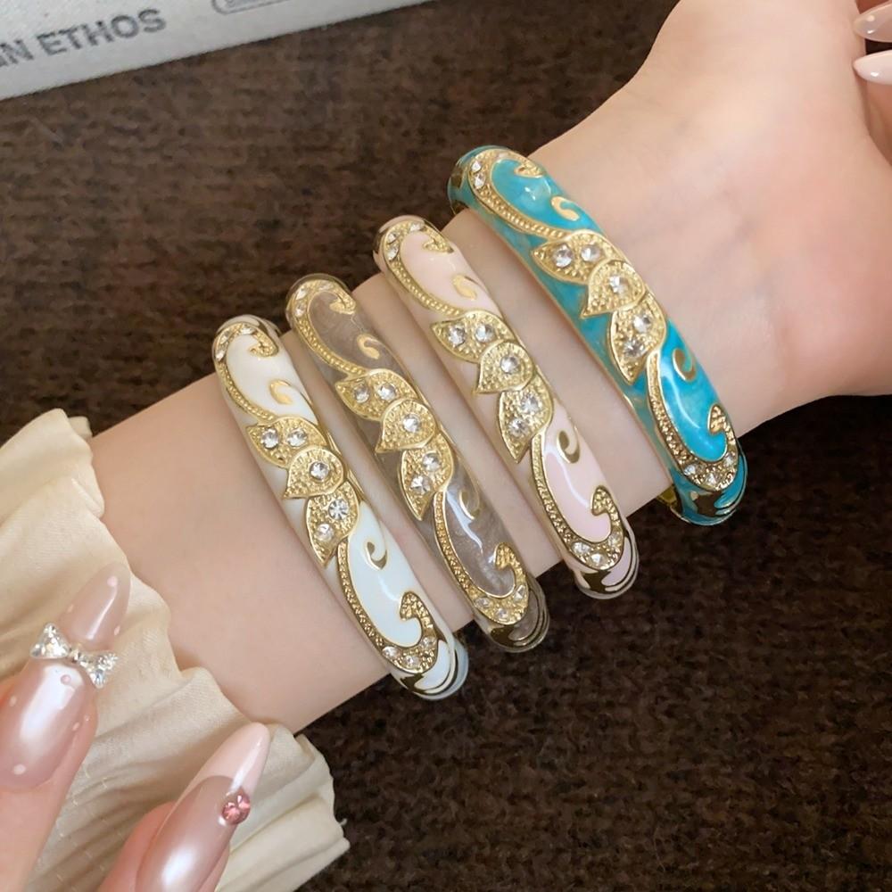 Traditional Vintage Cloisonne Bangle Enamel Women's Hand Bracelet Chinese Flower Bangle Ladies