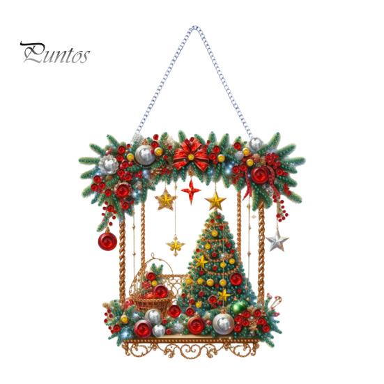 Vánoční přívěsek z drahokamu Závěsný Santa Sněhulák Ozdoba na strom DIY Oboustranné umění z drahokamu na stěnu Dveře Okno Dekorace krbu