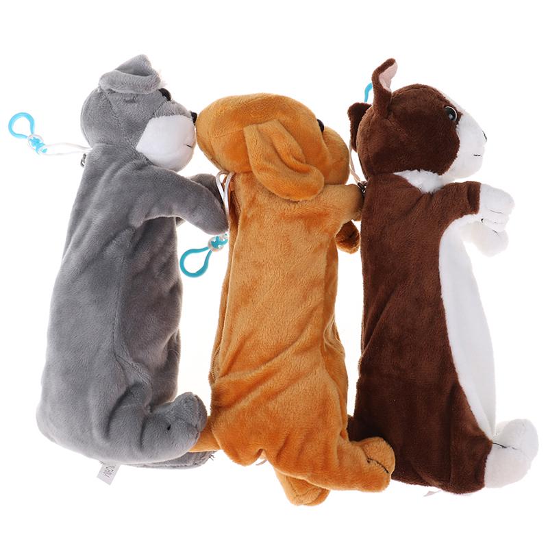 Cartoon Plush Pencil Case Plush Dog Pencil Bags For Kids Stationery Pencil Box