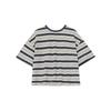 DIMANAF 2025 Summer T-shirt Women Spliced Stripe Printing Short Sleeve Loose Black
