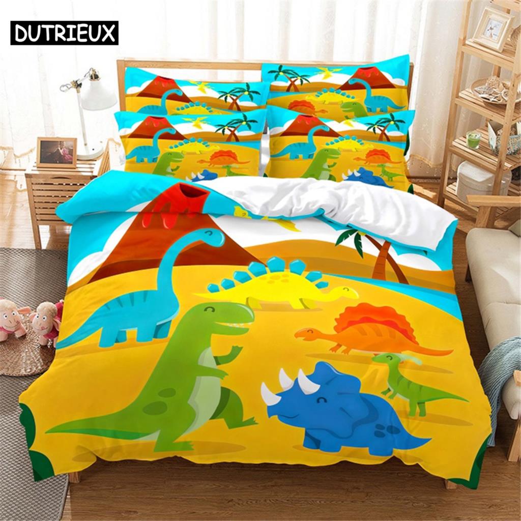 

3D Dinosaur Bedding Set Queen Bedding Duvet Cover Set Bedding Set Bed Cover Cotton Queen Bedroom Bed Cover Set Bed Set Bedding (135x200cm)&set