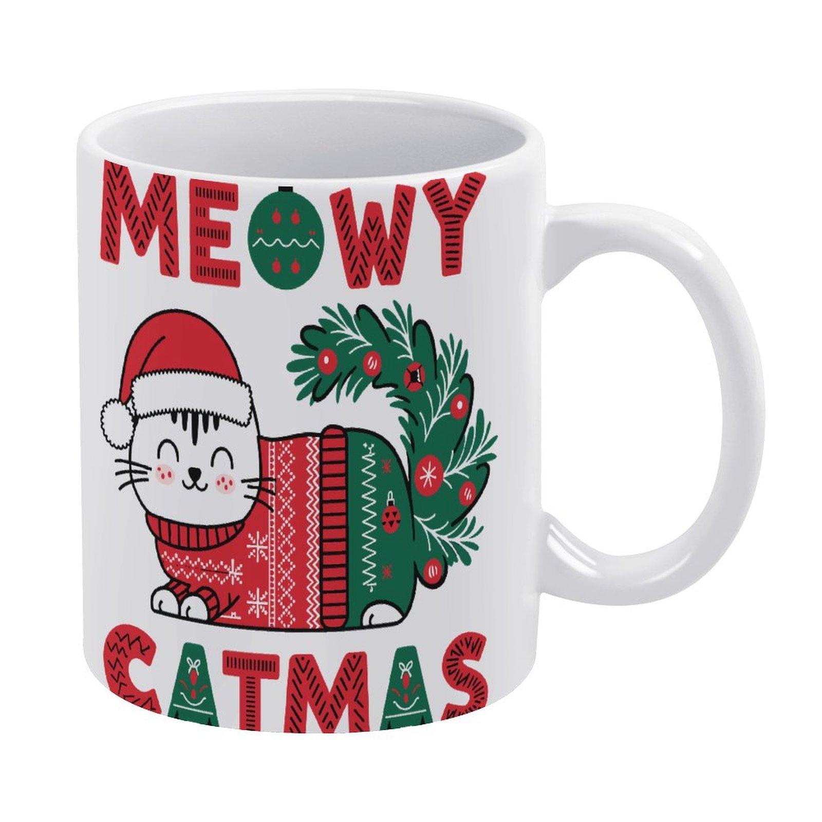 

1pc 11oz blank ceramic mug, double-sided printed drink cup, ergonomic handle, smooth rim, great for home dining, coffee shops, workplace белый