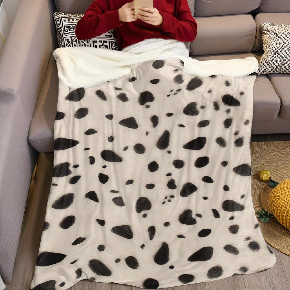 Klassische Dalmatiner-Flecken Flanelldecke Warm Weich Halloween Weihnachten Sofa Warm Gemütlich Dekoratives Dekor Geschenk für Alle Jahreszeiten