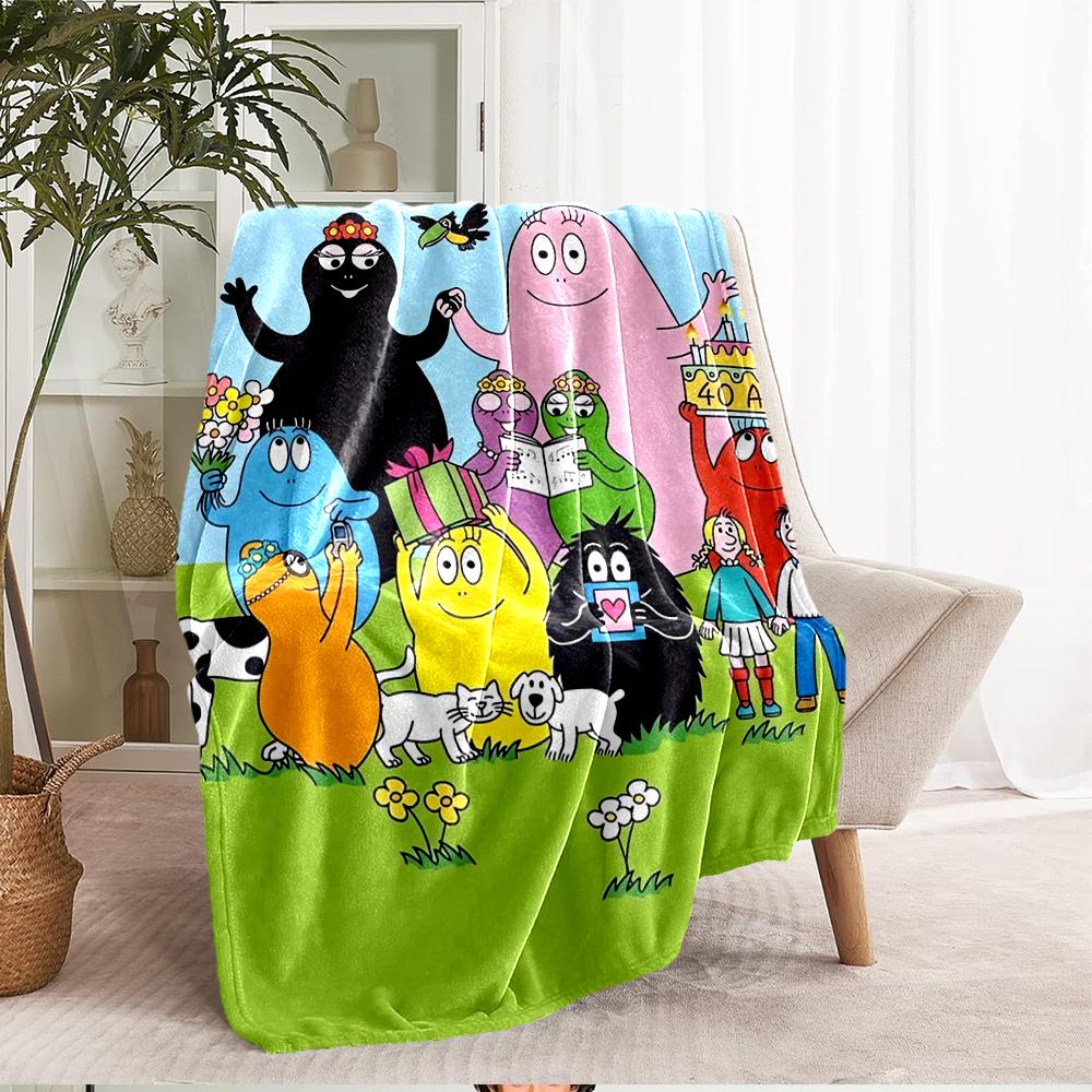 Barbapapa Theme Printed Blanket - Perfect for Couch, Bed, Travel & Outdoor Use | Machine Washable, Cozy & Durable.