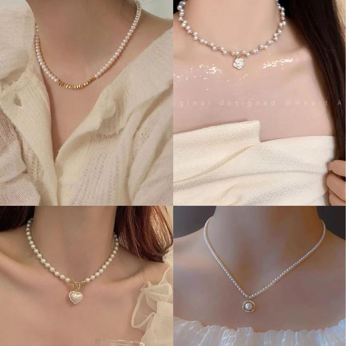 

Small Pearl Pendant Necklace Set - Short Style, Trendy Jewelry