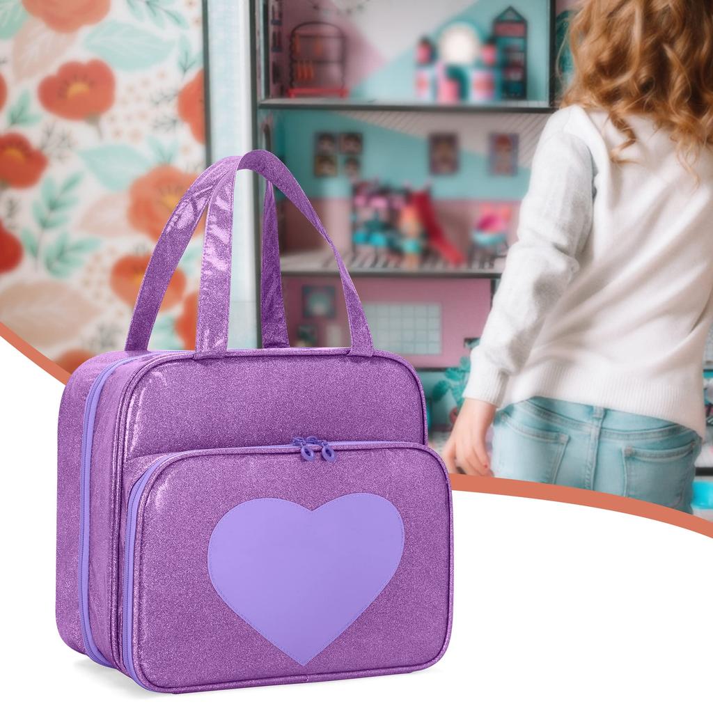LoDrid Doll Storage Bag, Purple with 6 Clear Pockets, Easy Carry (Fits LOL OMG and more)