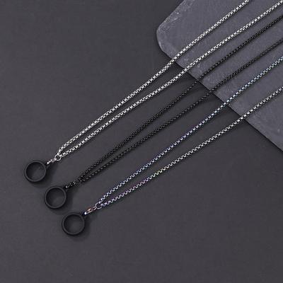 Anti-Lost Pen Lanyard Anti-Drop Portable Metal Chain Necklace Lanyard Metal Lanyard Sling Snake Bone Chain With Rubble Ring