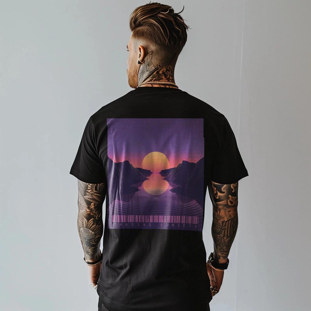 Unisex Chasing Sunsets T-Shirt | Minimal Sunset Print Streetstyle Streetwear Tee