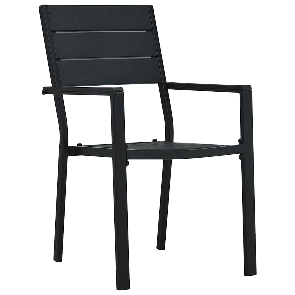 vidaXL Gartenstühle 4 Stk. Schwarz HDPE Holz-Optik