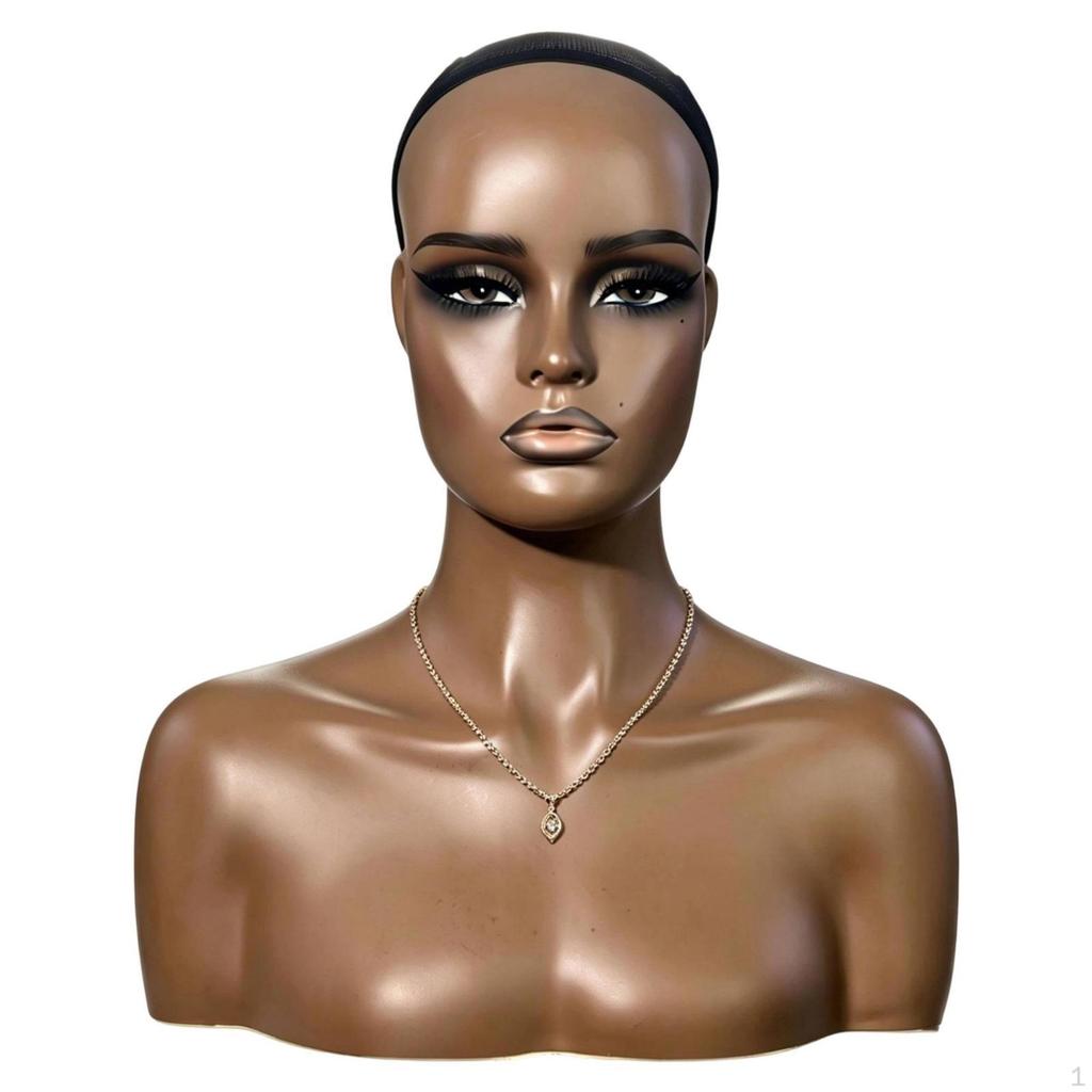 PVC Schaufensterkopf Torso Schwarze Netzmütze Weibliche Büste Geformter Hals