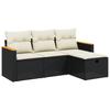 4 Piece Outdoor Sofa Set with Cushions Black Poly Rattan
