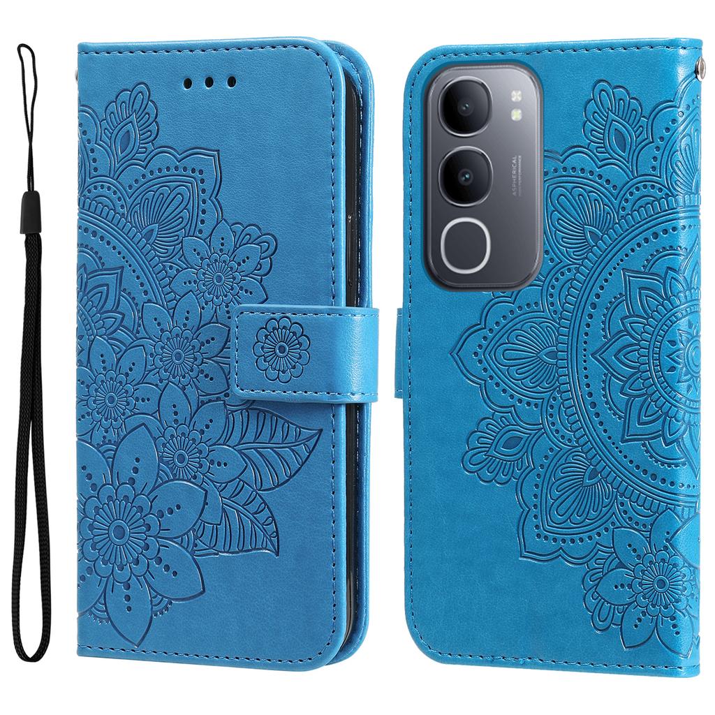 For vivo Y50 Case Floral Pattern PU Leather Wallet Stand Phone Cover