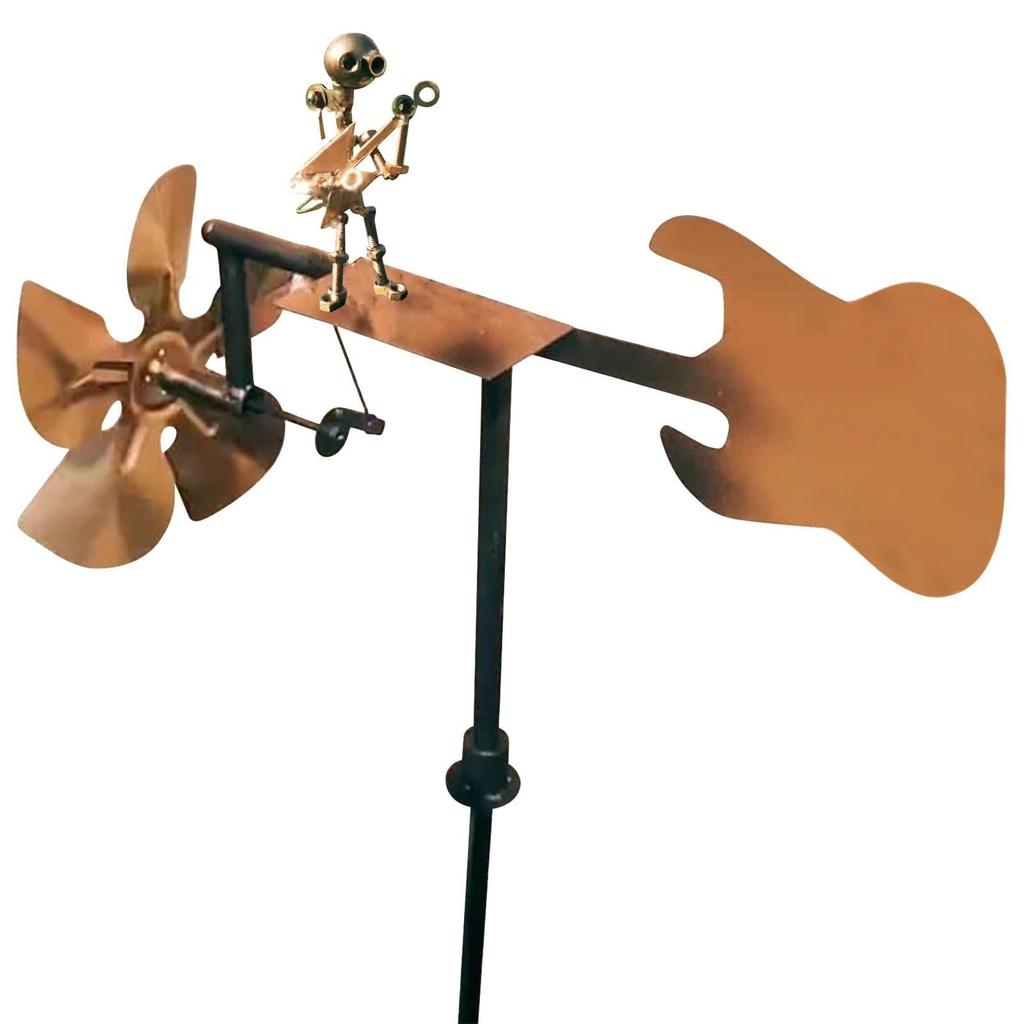 Handmade Metal Drummer Windmill, Drummer Windmill Garden Decoration, Percussionist Music Figurines,Fun Wind-Powered Sculpture