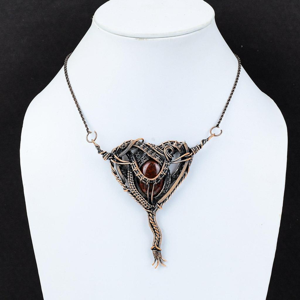Red Snakeskin Jasper Pendant Copper Wire Wrapped Pendant Gemstone Pendant Antique Copper Jewelry Gift For Mother Handmade Wire Wrap Jewelry