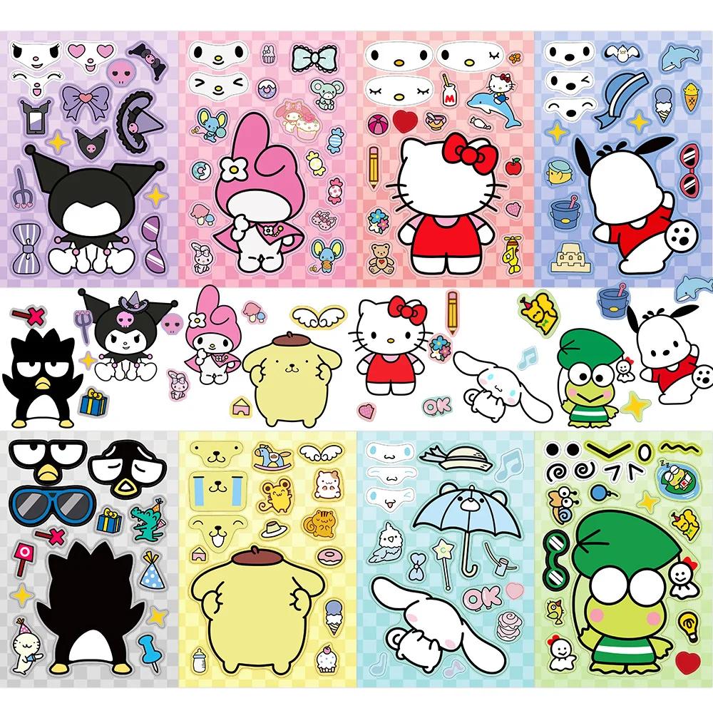 

8/16-piece children s face-matching puzzle stickers Sanrio Hello Kitty Kuromi Melody Children s DIY assembly activity Instructive ga