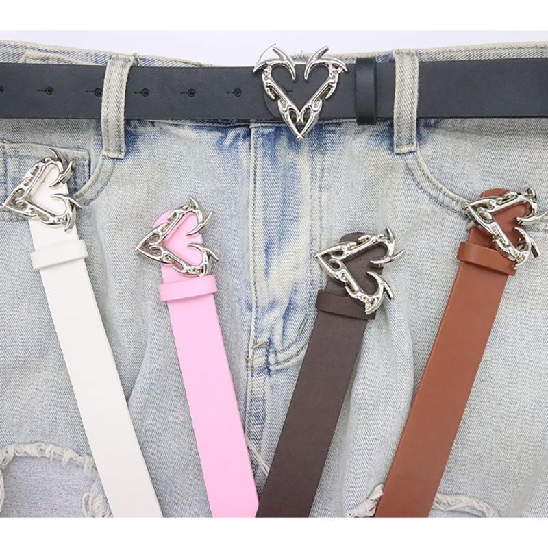 Lady Waist Belt Punk Chain for Cowboy Cowgirl Carved Heart Buckle Retro Buckle Waist Chain Casual Belt