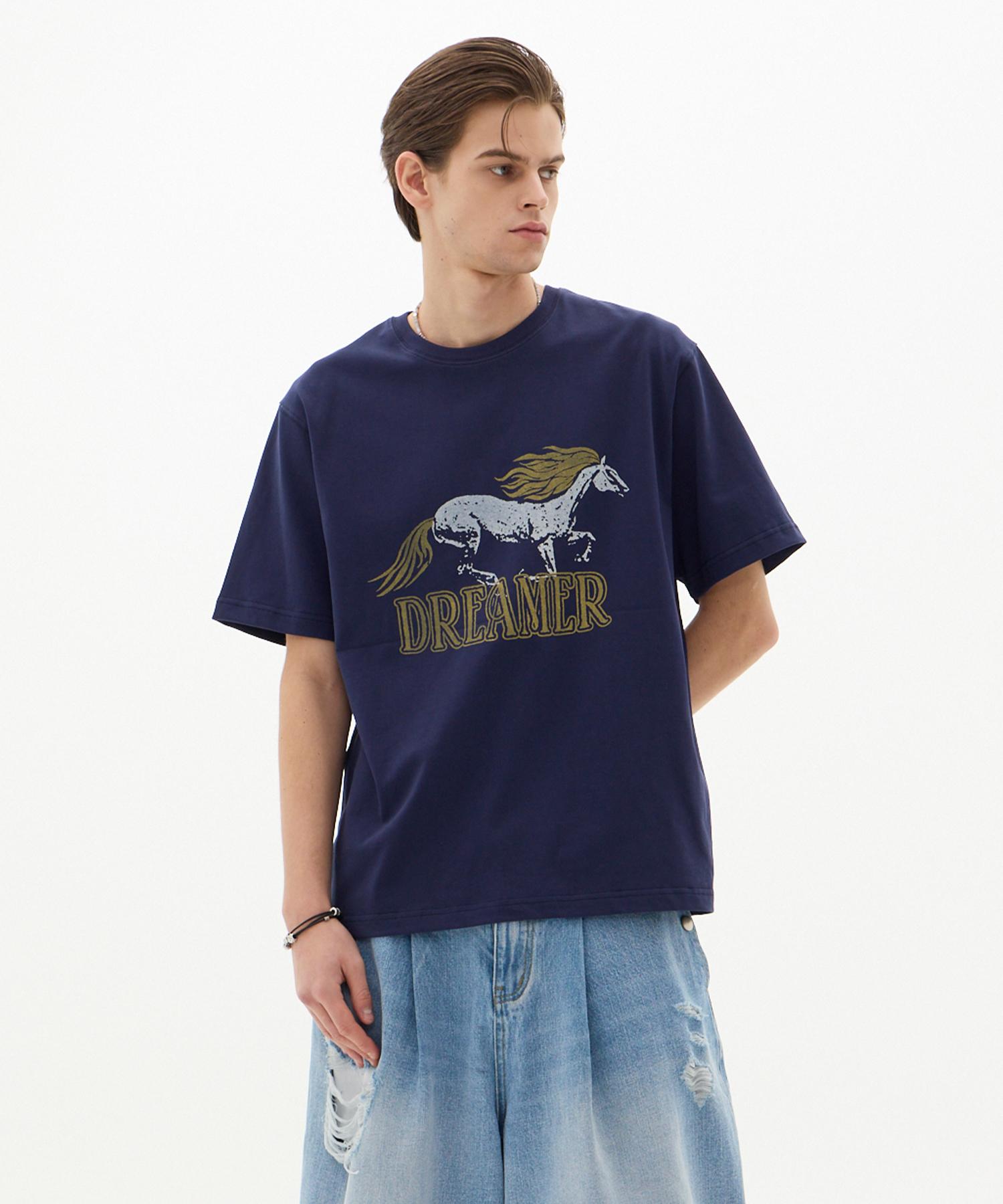 Le Ab Wild Dreamer Print T-Shirt Navy Navy/M