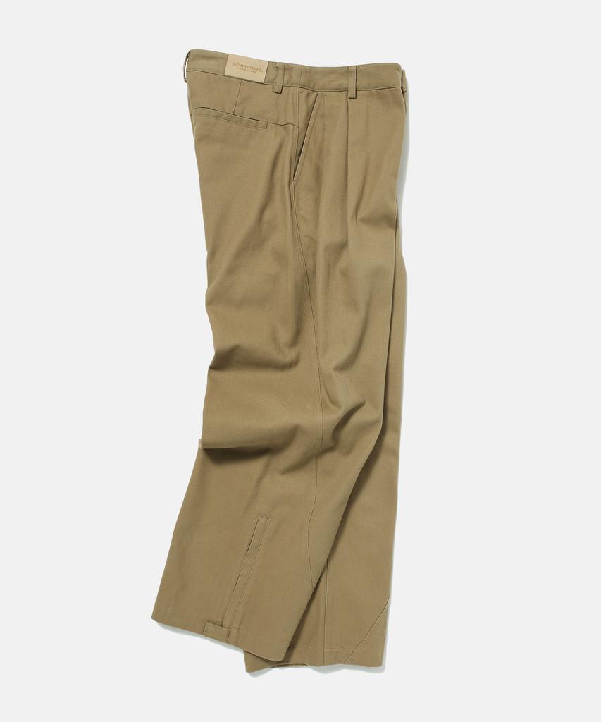 DTHIRTYONE Side Zip Pleated Cotton Pants (Camel Beige)