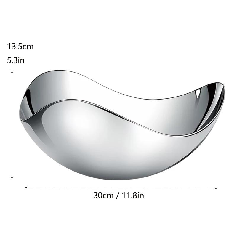 Große Servierschüssel aus Edelstahl, dekorative Obstschale, Salzschale aus Metall, Aufbewahrungsteller für die Heimdekoration, Wohnzimmertisch