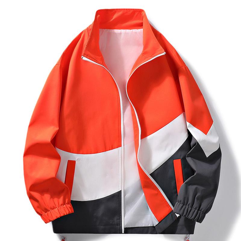 Men's Autumn Casual Jacket Windproof Stand Up Collar Color Blocked Korean Version Sports Top