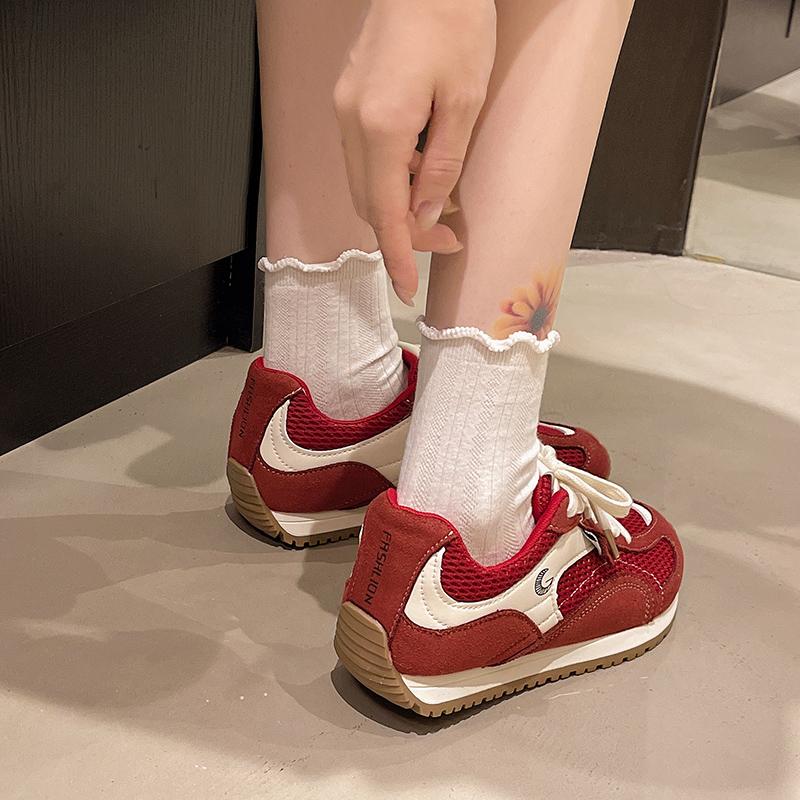 Fashion Women's Running Shoes 2025 New Mesh Breathable Casual Sneakers Lace Up Anti-Slip Retro Sports Shoes Versatile Low Top Sneakers