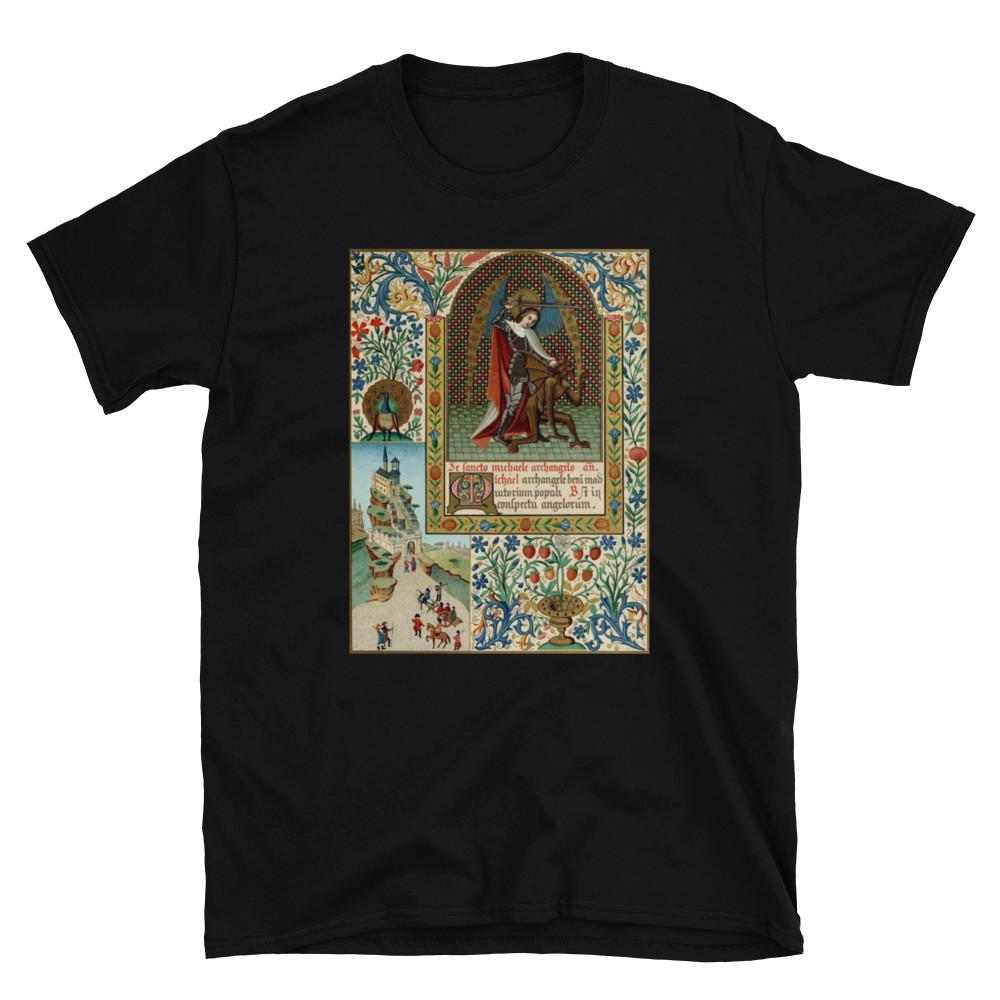 

Archangel Michael vs Devil Medieval Gothic Illuminated Art Graphic TShirt Unisex T-Shirt S