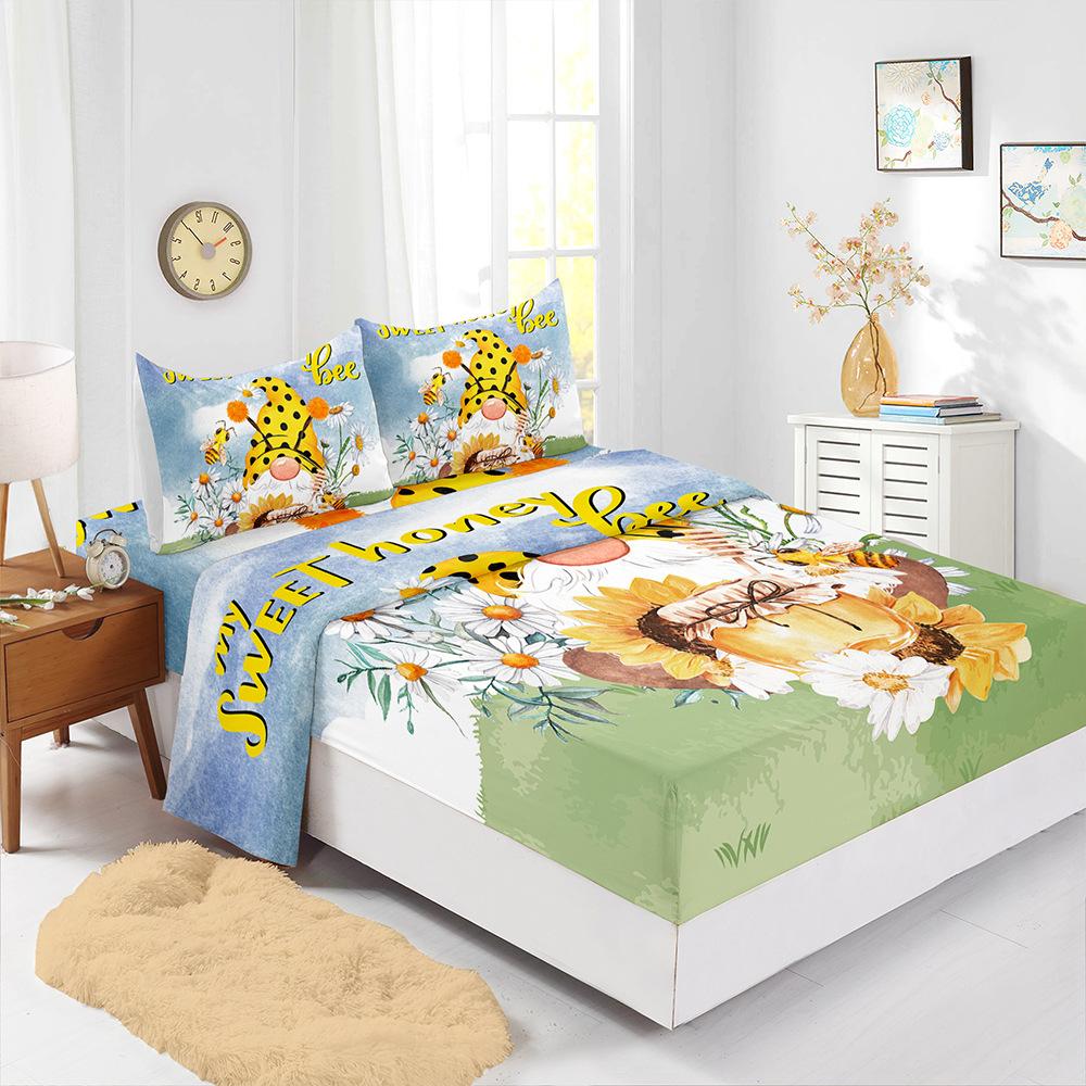 Four-Piece Mattress Digital Print Mattress Protective Cover Bedding Honey Dwarf