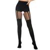 Schwarz Gestreifte Goth Fischernet Strumpfhose Damen Sexy Ausgeschnittene Fischernet Strümpfe