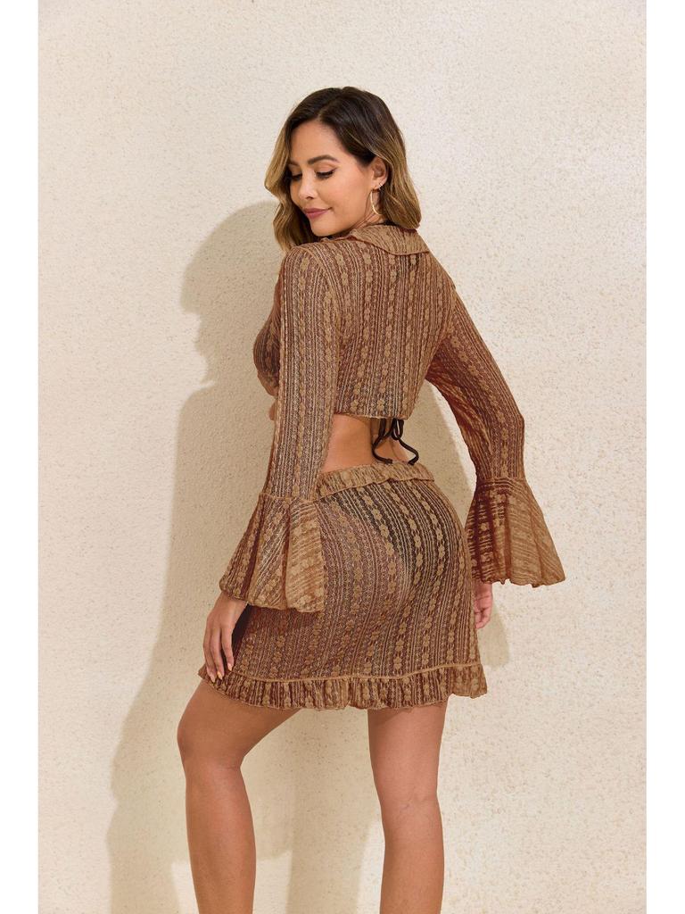 2025 Sun Protection Long Sleeve Beach Dress & Sexy Two-Piece Bikini Set