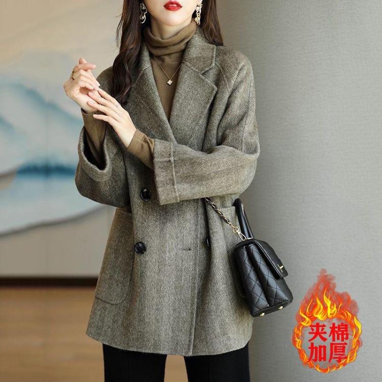 2024 Fashionable Herringbone Wool Coat Autumn Winter Versatile Slim Loose Timeless