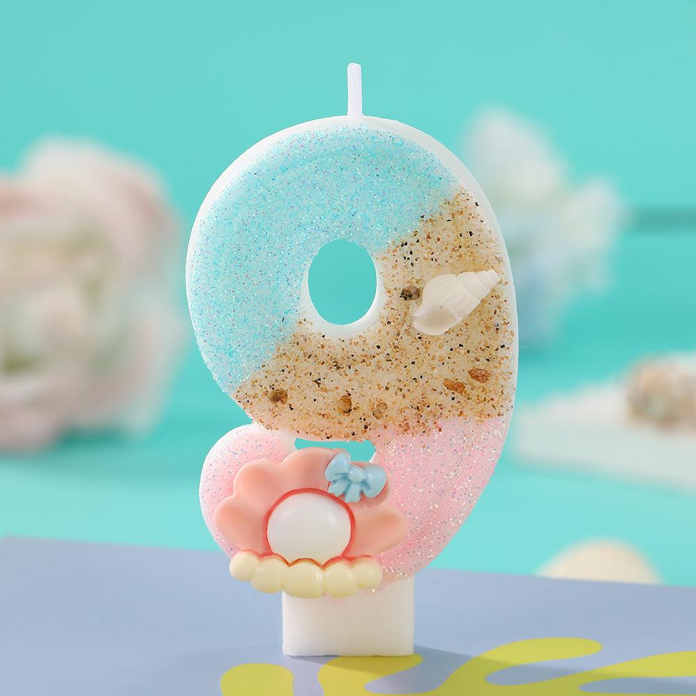 Original Birthday Candle for Girl Pink Pearl Seashell Birthday Candles Ocean Theme Decoration for Cake Party