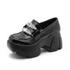 Fashion Thick-soled Mary Jane Platform Loafer Inner High Heel British Leather Shoes Women Thick Bottom Sponge Bottom Non-slip