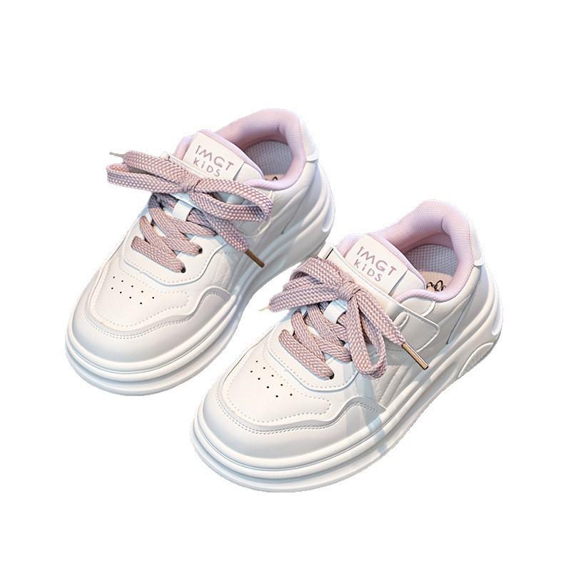 Youth style shoes Girls White Casual Sneakers Kids Low-Top Rubber Sole Non-Slip School Shoes