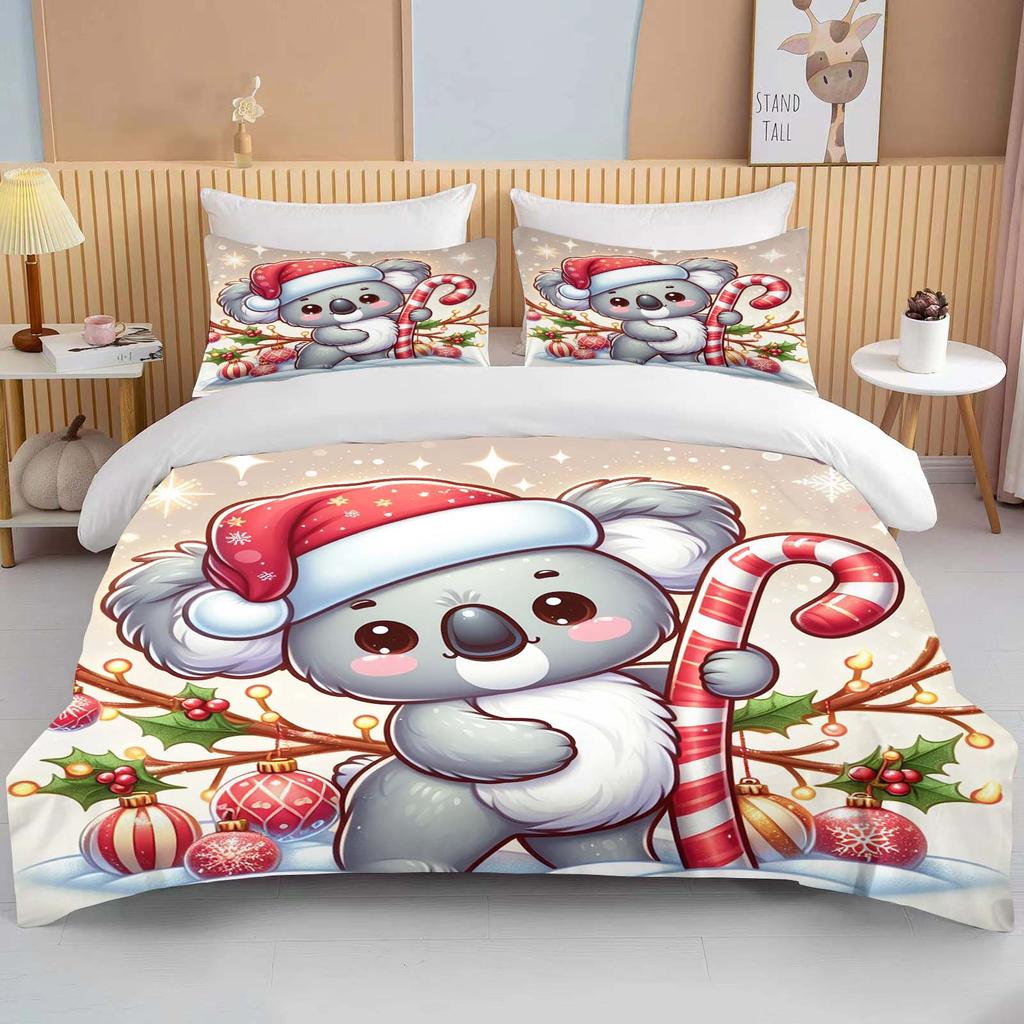 10 Size Cartoon Koala Print 3PCS 1Quilt Cover 2Pillow Cases Bedding Set Duvet Set Comforter Bed Set Queen King Size Home Textile