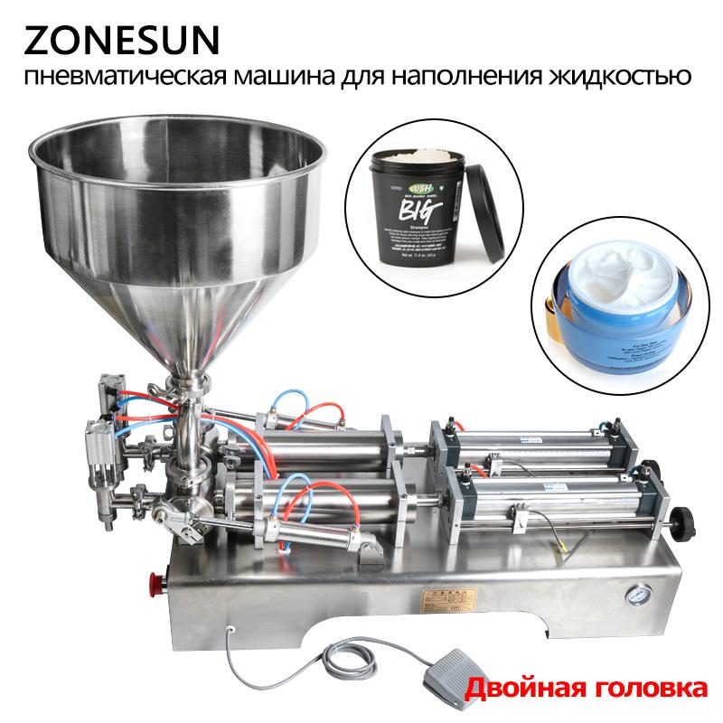 ZONESUN 2 Nozzles Paste Filling Machine Viscous Liquid Shampoo Sauce Cream Lotion Bottle Filler Cosmetic Food Production ZS-GT2