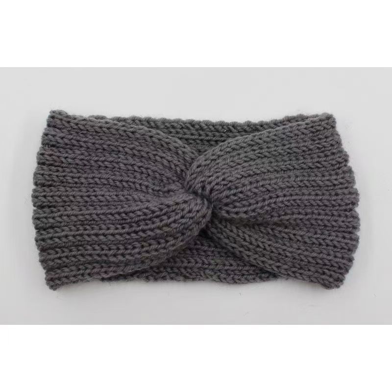 Women's Extra Wide Thick Warm Yarn Knitted Headband for Fall and Winter Dark Gray