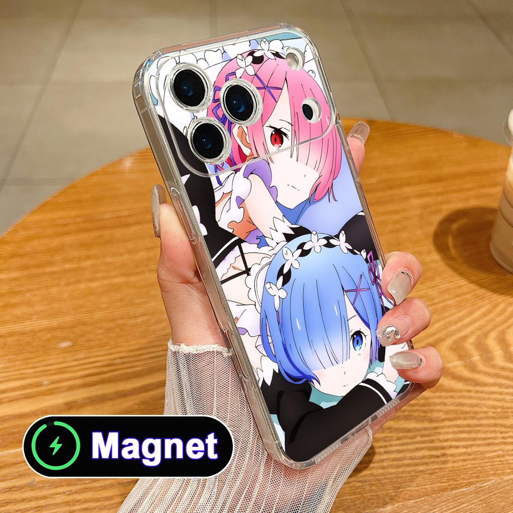

ReZero Rem Ram Clear TPU Magsafe Mobile Phone Case for iPhone 17 16 15 14 13 12 11 Air Pro Max Plus Mini Colorful Cover iPhone 11 Pro Max