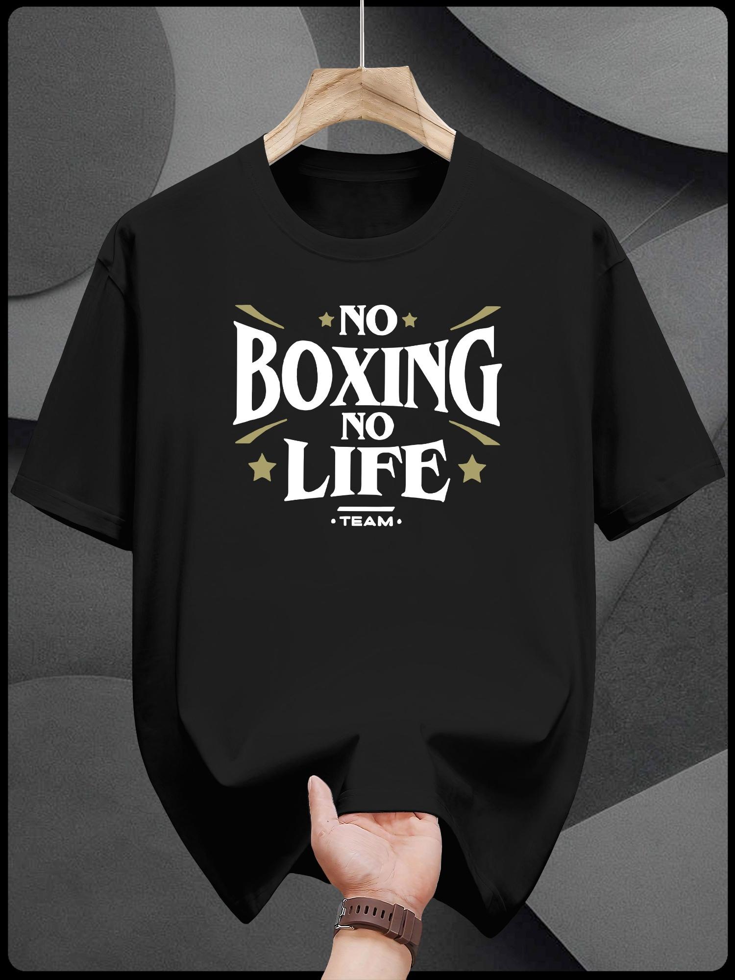 

Casual Cotton T-shirt - No Boxing in Life Graphic Print L