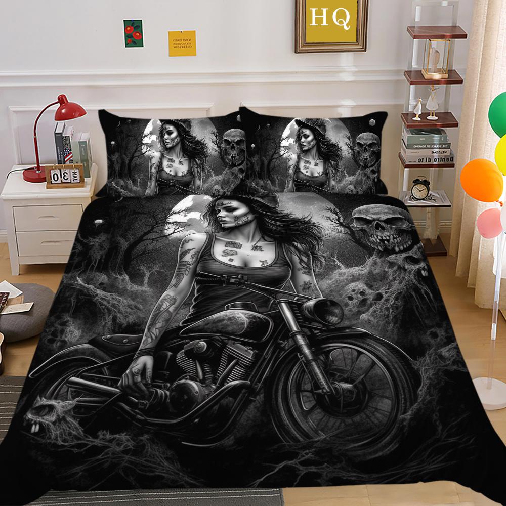3D Beauty Skull Druck Bettwäsche Twin Size Polyester Tagesdecken Teen Design Mode Heimtextilien