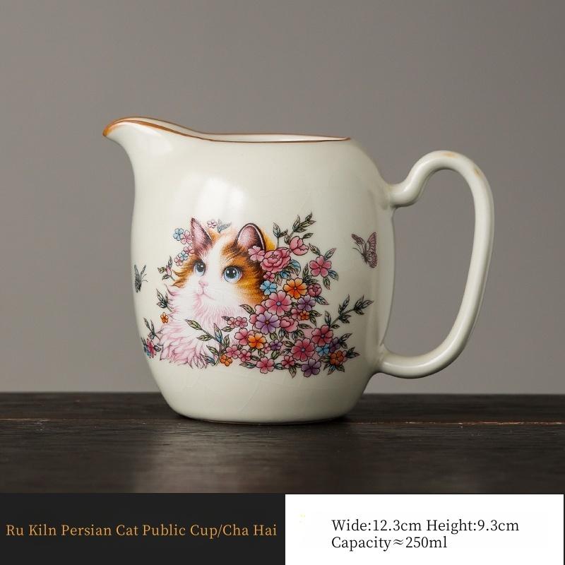 

Persian Cat Fair Cup Cha Hai Ceramic Opening Yellow Kung Fu Vintage Tea Sea Chinese Teacup Teaware Tea Ceremony Utensil Cha Hai 200-400ml