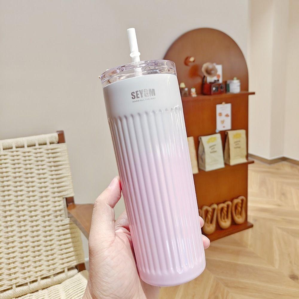 500ml Hot Cold Water Bottle 304 Stainless Steel Insulated Cup Portable Straw Cup  Outdoor