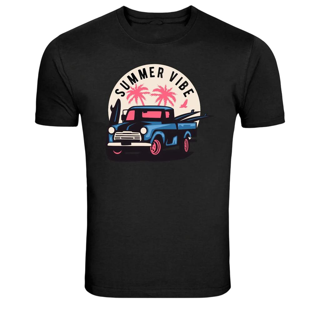 Summer Vibe Surf Pickup Truck Beach Graphic T Shirt