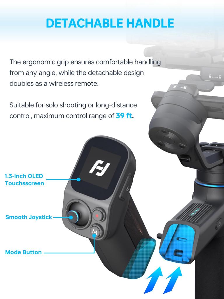 FeiyuTech SCORP Mini 3 Pro Gimbal Stabilizer for Cameras - All-in-One Gimbal with AI Tracking & Remote Handle - Compatible with Sony/Canon/Nikon/GoPro