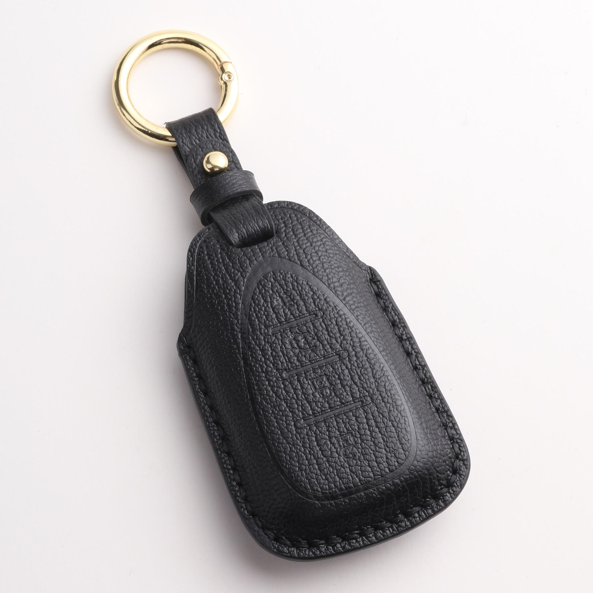

Customized for Chevrolet car key cover, hand-stitched real cowhide, high-end key bag, shell buckle чёрный