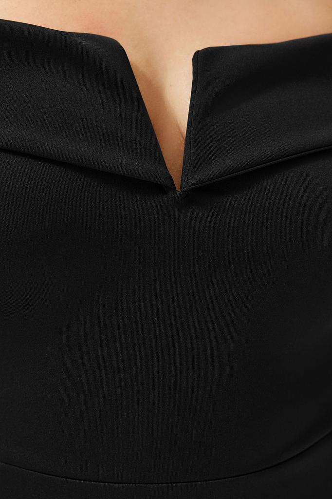 Women's Style Plus Size Dress Black Double Layered Collar Detailed Knitted Dress