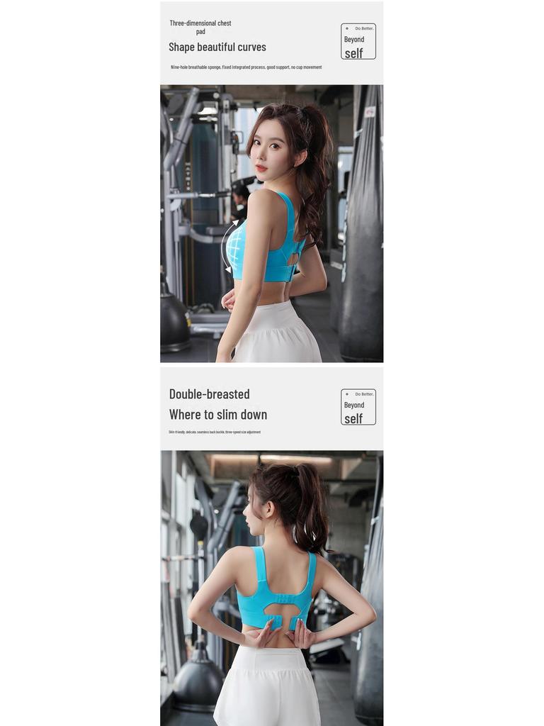 Hochstützender großer doppelreihiger Anti-Durchhäng-Sport-BH mit schönem Rückendesign