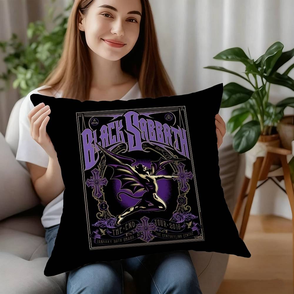 B-Black S-Sabbath Kapela Povlak na polštář Dekorativní na pohovku Domácí Oboustranný tisk Krátký plyšový Polštář Povlak na polštář Sváteční dárek