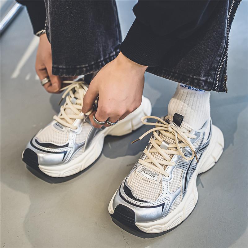 Bărbați de dimensiuni mari anti-alunecare și rezistente la uzură, la modă, retro, cu talpă groasă, pantofi de alergare, pantofi la modă, pantofi sport, pantofi ocazionali