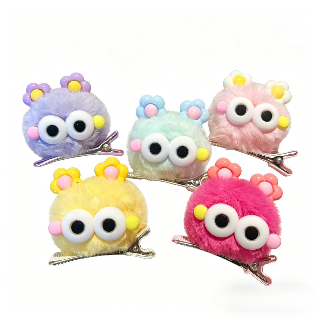 Colorful Little Monster Hairpins for Girls Cute Cartoon Big Eye Plush Doll Hair Clips Fashion Hair Accessories Headwear Gift