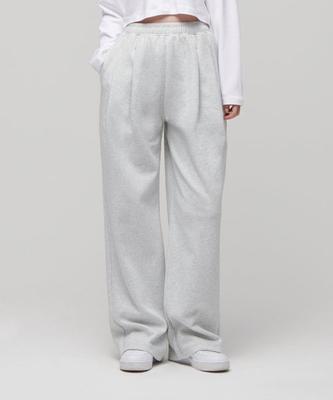 MUSINSA STANDARD WOMAN Women'S Double Knit Two-Tuck Wide Lounge Sweatpants [Melange Light Grey]